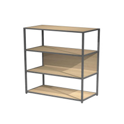 Libreria 4 ripiani Modular - 90 x 44 x 122 cm - struttura metal antracite - rovere