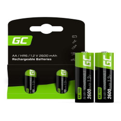 Green Cell 2 Batterie AA Stilo Ricaricabili Green Cell 2600 mAh 1.2V GR05