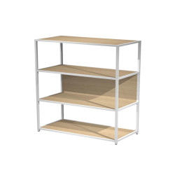 Libreria 4 ripiani Modular - 90 x 44 x 122 cm - struttura metal bianco - rovere