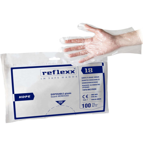 Guanti HDPE R18 - taglia unica - trasparente - Reflexx - conf. 100 pezzi