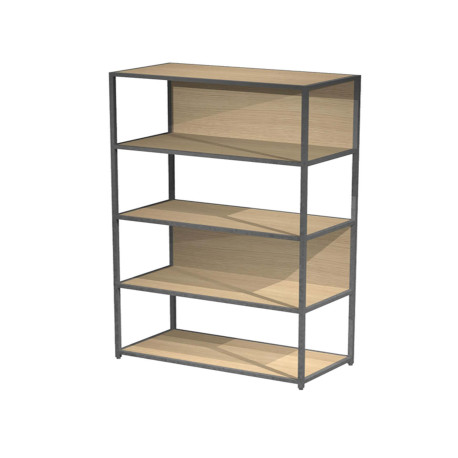 Libreria 5 ripiani Modular - 90 x 44 x 161 cm - struttura metal antracite - rovere