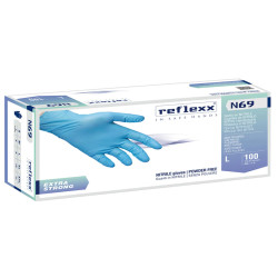Guanti in nitrile extra strong N69 - senza polvere - taglia L - azzurro - Reflexx - conf. 100 pezzi