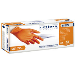 Guanti in nitrile N85 - ultra resistenti - tg L - arancione - Reflexx - conf. 50 pezzi