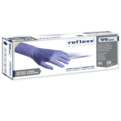 Guanti in nitrile ultra resist R99 - manichetta lunga - tg XL - indaco - Reflexx - conf. 50 pezzi