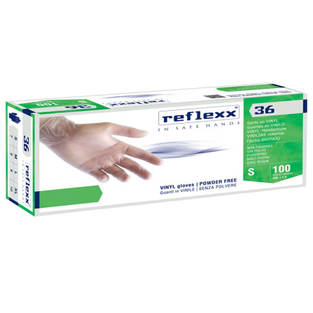 Guanti in vinile R36 - s/polvere - tg L - bianco - Reflexx - conf. 100 pezzi