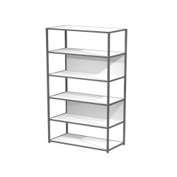 Libreria 6 ripiani Modular - 90 x 44 x 200 cm - struttura metal antracite - bianco