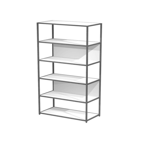Libreria 6 ripiani Modular - 90 x 44 x 200 cm - struttura metal antracite - bianco