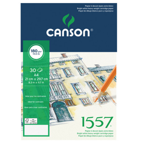 Blocco collato lato corto 1557 - A4 - 180 gr - 30 fogli - Canson