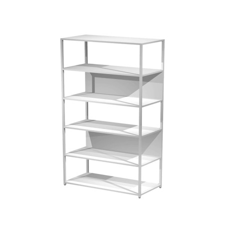 Libreria 6 ripiani Modular - 90 x 44 x 200 cm - struttura metal bianco - bianco