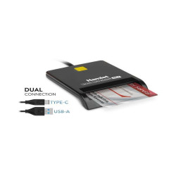 Hamlet HUSCR-ACY Lettore Smart Card USB-C + USB-A 3.0 Lettore doppia connessione USB-A e USB-C per Smart Card