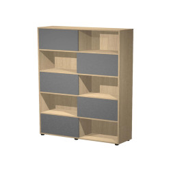 Libreria alta Essence - 5 ante scorrevoli - rovere/antracite