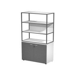 Libreria alta metal + armadio basso Essence - 90 x 46 x 204 cm - Bianco/antracite/bianco/antracite