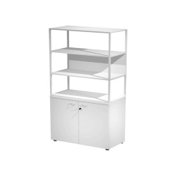 Libreria alta metal + armadio basso Essence - 90 x 46 x 204 cm - Bianco/bianco/bianco/bianco