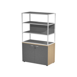 Libreria alta metal + armadio basso Essence - 90 x 46 x 204 cm - Rovere/antracite/antracite/bianca