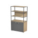 Libreria alta metal + armadio basso Essence - 90 x 46 x 204 cm - Rovere/antracite/rovere/antracite
