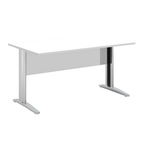 Scrivania lineare Easy - 140 x 80 x 72 cm - Bianco/grigio cromato