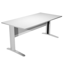 Scrivania Easy fianchi verniciati effetto cromato - lineare - 140 x 80 x 72 cm - grigio