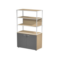 Libreria alta metal + armadio basso Essence - 90 x 46 x 204 cm - Rovere/antracite/rovere/bianca