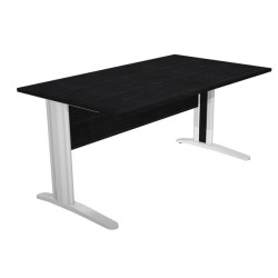 Scrivania Easy fianchi verniciati effetto cromato - lineare - 160 x 80 x 72 cm - nero venato