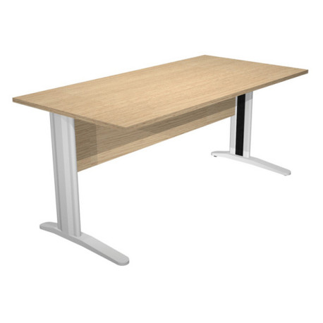 Scrivania Easy fianchi verniciati effetto cromato - lineare - 160 x 80 x 72 cm - rovere