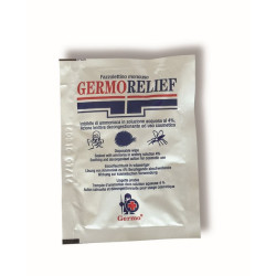 Fazzolettino monouso GERMO RELIEF imbevuto di ammoniaca in soluzione acquosa al 4%.