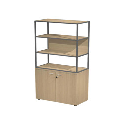 Libreria alta metal + armadio basso Essence - 90 x 46 x 204 cm - Rovere/rovere/rovere/antracite