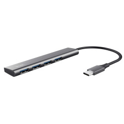 Hub Halyx - 4 porte - da USB-C a USB-A 3.2 Gen1 - alluminio - grigio - Trust