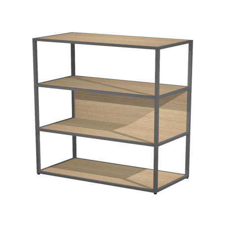 Libreria media a giorno Essence - 90 x 44 x 119 cm - Rovere/antracite