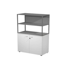 Libreria media metal + armadio basso Essence - 90 x 46 x 165 cm - Bianco/bianco/antracite/antracite
