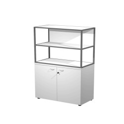 Libreria media Metal + armadio basso Essence - 90 x 46 x 165 cm - Bianco/bianco/bianco/antracite