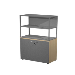 Libreria media metal + armadio basso Essence - 90 x 46 x 165 cm - Rovere/antracite/antracite/antracite