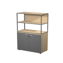 Libreria media metal + armadio basso Essence - 90 x 46 x 165 cm - Rovere/antracite/rovere/antracite