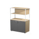 Libreria media metal + armadio basso Essence - 90 x 46 x 165 cm - Rovere/antracite/rovere/bianco