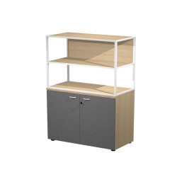 Libreria media metal + armadio basso Essence - 90 x 46 x 165 cm - Rovere/antracite/rovere/bianco