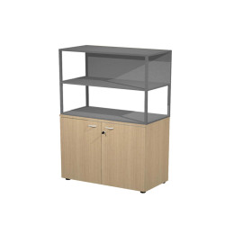 Libreria media metal + armadio basso Essence - 90 x 46 x 165 cm - Rovere/rovere/antracite/antracite