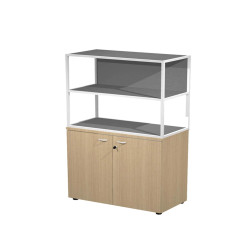 Libreria media metal + armadio basso Essence - 90 x 46 x 165 cm - Rovere/rovere/antracite/bianco