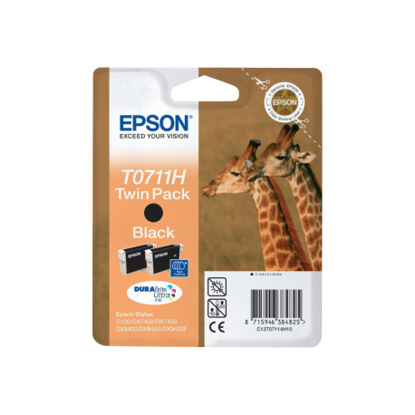 Epson T0711 Twin Pack - Confezione da 2 - 22.2 ml - alta capacità - nero - originale - blister - cartuccia d'inchiostro - per S