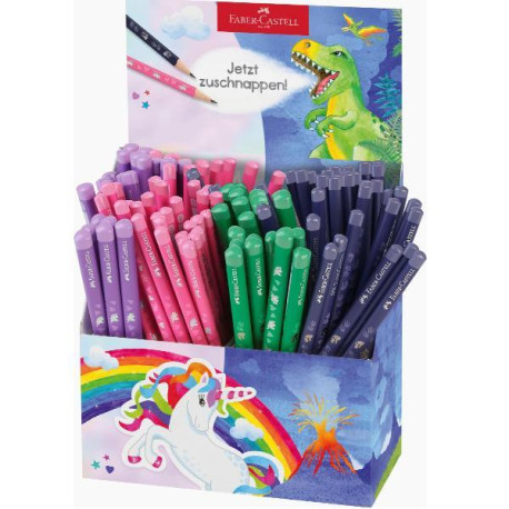 Faber Castell ESPOSITORE 120 MATITE DI GRAFITE HB UNICORNODINOSAURO JUMBO E STANDARD