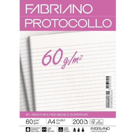 Fabriano CARTA PROTOCOLLO A4 60g 200ff - RIG 1R