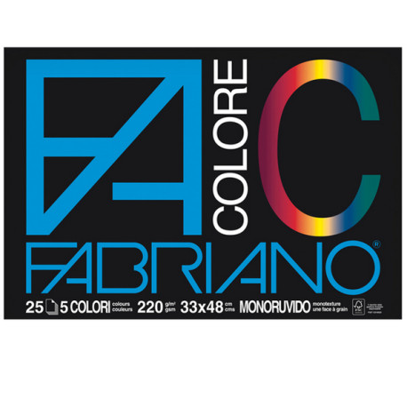 Album FaColore - 33 x 48 cm - 25 fogli - 220 gr - 5 colori - Fabriano
