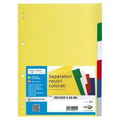 Separatore Record S - 6 tasti - PP - 15 x 21 cm - A5 - multicolore - Sei Rota