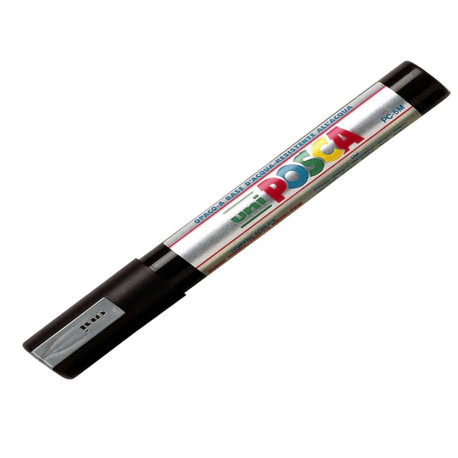 Marcatore a base d'acqua Uni Posca PC5M  - punta  tonda media da 1,8mm a 2,5mm - argento - Uni Mitsubishi