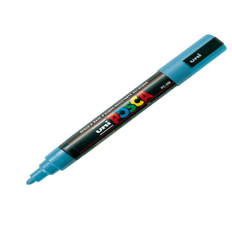 Marcatore a base d'acqua Uni Posca PC5M  - punta  tonda media da 1,8mm a 2,5mm - azzurro - Uni Mitsubishi