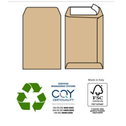 Busta a sacco Multi Strip - strip adesivo - 30 x 40 cm - 100 gr - carta riciclata FSC® - avana - Pigna - conf. 500 pezzi