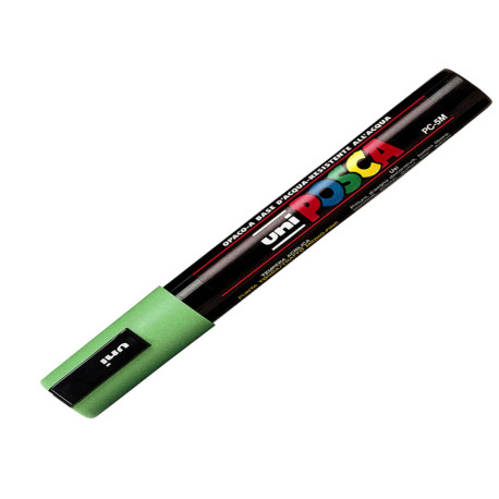 Marcatore a base d'acqua Uni Posca PC5M  - punta  tonda media da 1,8mm a 2,5mm - verde chiaro - Uni Mitsubishi