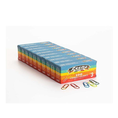 Leone Dell'Era Fermagli colorati metallizzati N3 Confezione da 10 scatole x100 fermagli ciascuna