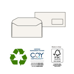 Busta Kami Gommata - con finestra - 11 x 23 cm - 100 gr - carta riciclata FSC® - bianco - Pigna - conf. 500 pezzi