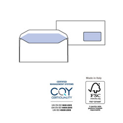 Busta Silver Matic Lux FSC® - con finestra - gommata - 11 x 23 cm - 80 gr - bianco - Pigna - conf. 500 pezzi