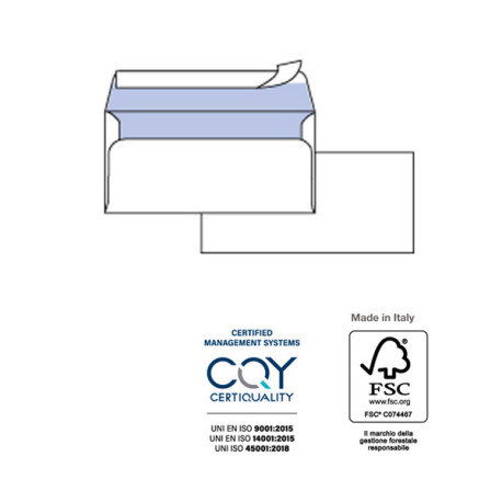 Busta Silver80 Strip FSC® - internografata - senza finestra - 11,4 x 16,2 cm - 80 gr - bianco - Pigna - conf. 25 pezzi
