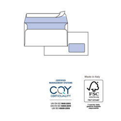 Busta SILVER90 STRIP FSC® - bianca - internografata - con finestra - 110 x 230 mm - 90 gr - Pigna - conf. 25 pezzi
